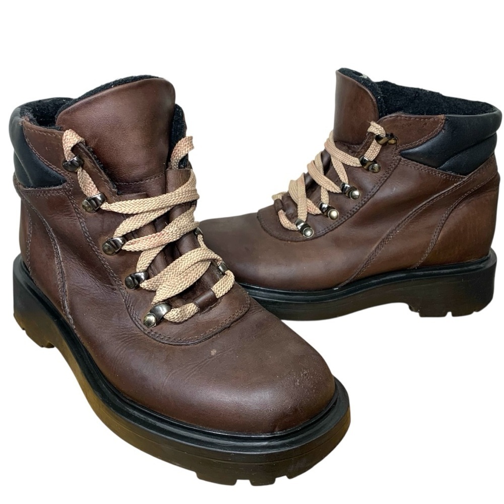 Siberian Husky Vintage Chunky Boots Brown Leather Sz 7 Lace UP Mountain Gorpcore